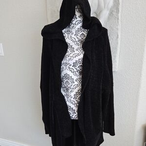 Killstar Cocoon Black Hooded Oversized Drop Shoulder Cardigan